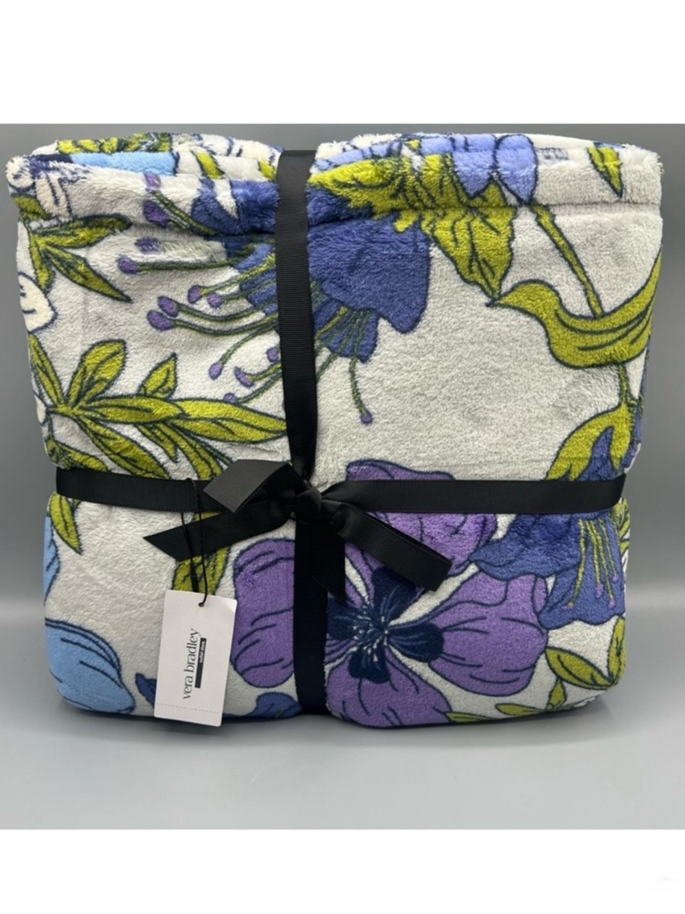 Vera Bradley Plush Fleece Throw Blanket Coffee Garden Oyster Mushroom  80x50